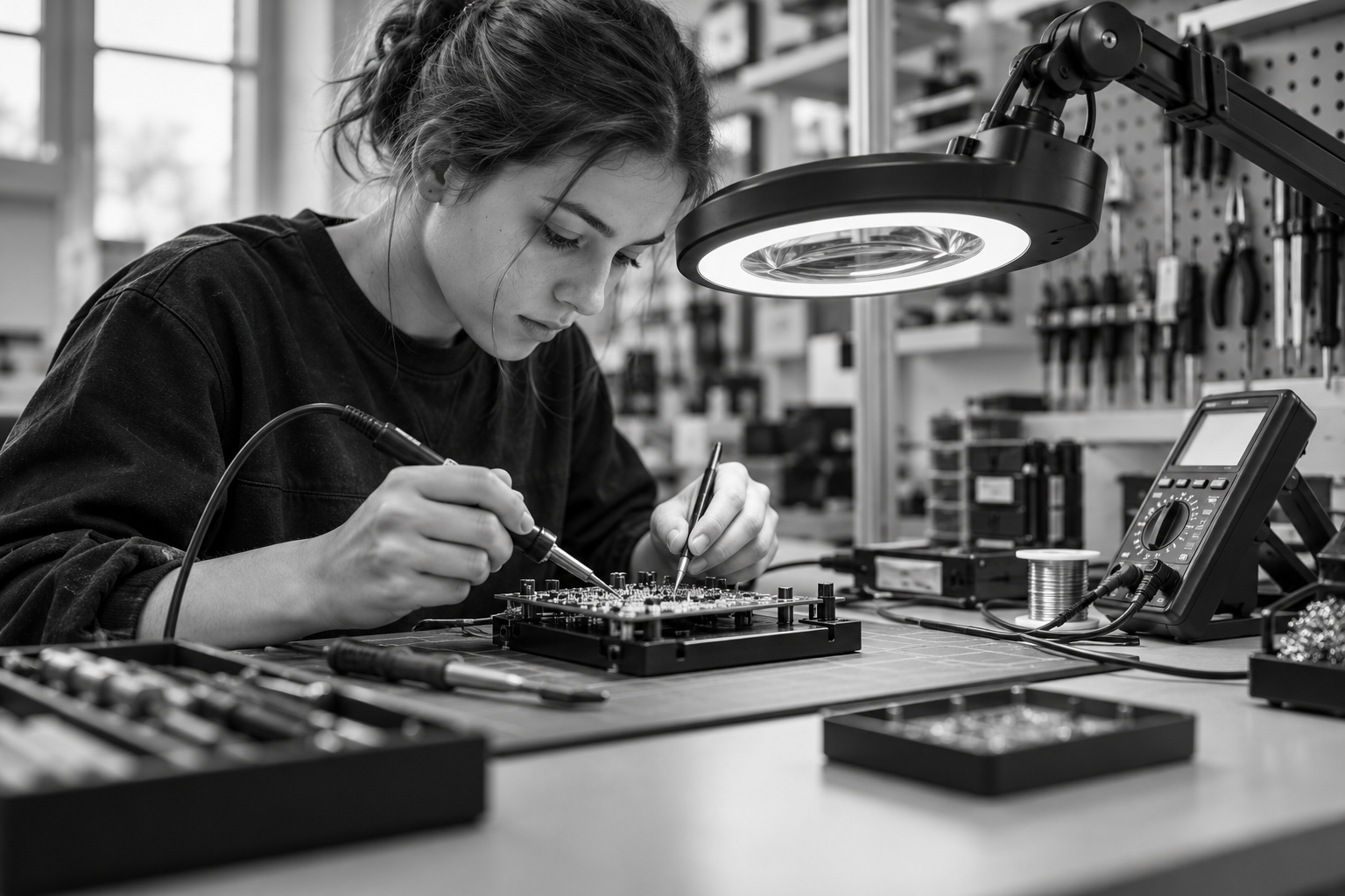Symbolbild: Arbeit an elektronischen Geräten und Schaltungen